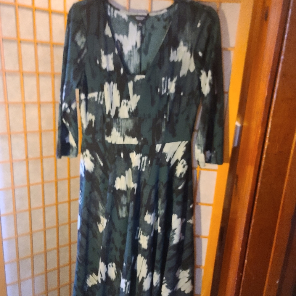 Vera Wang  patterned Green and White Dress